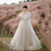 Cute tulle sequins long prom dress evening dress - Thumbnail 4