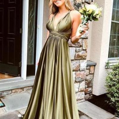 Sexy a-line backless prom dresses, long bridesmaid dresses - Thumbnail 1