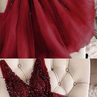 Cute Burgundy Short homecoming dress Junior Graduation Dress - Thumbnail 1