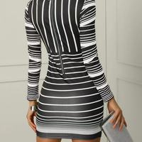 Women's Fashion Printed Long Sleeve Zipper Dress - Thumbnail 3