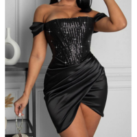 Elegant Women'S Black Sequin Dress - Thumbnail 1