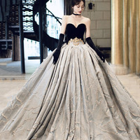 Amazing strapless lace long prom dress formal gown - Thumbnail 3