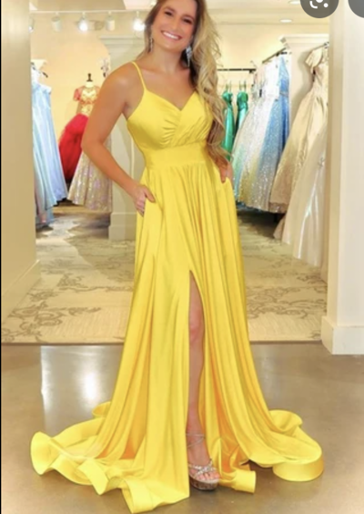 Yellow Prom Dresses Slit under 100