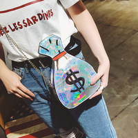 New retro creative funny personality embroidery dollar purse reflective laser messenger bag - Thumbnail 7