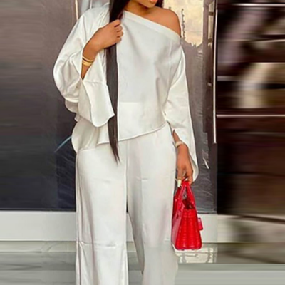 Solid color fashion casual two-piece suit