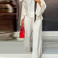 Solid Color Fashion Casual Two-Piece Suit - Thumbnail 3