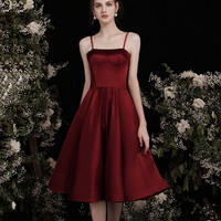 Cute burgundy two pieces detachable prom dresses  - Thumbnail 2