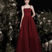Cute burgundy two pieces detachable prom dresses  - Thumbnail 5
