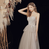Cute tulle sequins long prom dress evening dress - Thumbnail 2