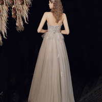 Cute tulle sequins long prom dress evening dress - Thumbnail 5