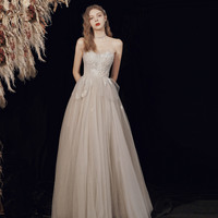Cute tulle sequins long prom dress evening dress - Thumbnail 6
