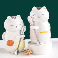 Funny 3D Cat Mug With Spoon And Lid - Thumbnail 1