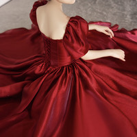 Red A line long prom dress red evening dress - Thumbnail 2