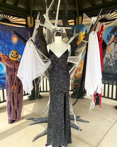 Sexy Sparkly Mermaid Black Sequins Prom Dresses with Slit