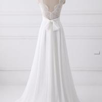 Simple Mermaid Chiffon Wedding Dress,Boho Lace Wedding Dress - Thumbnail 1