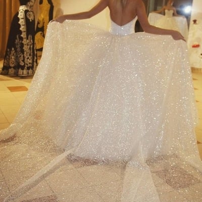 Sparkly white wedding dresses bridal gown，665 - Thumbnail 1