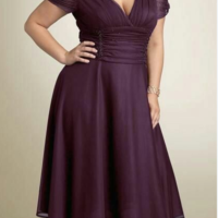 Short Sleeve Purple Plus Size Party Dress，667 - Thumbnail 1