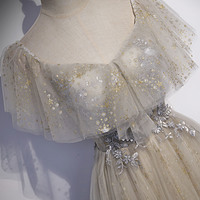 Cute tulle sequins long prom dress evening dress - Thumbnail 1