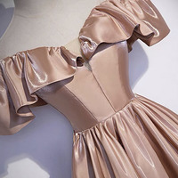 Cute satin long prom dress A line evening gown - Thumbnail 2