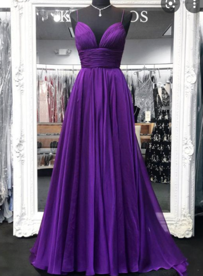 Spaghetti Straps Prom Dresses Purple