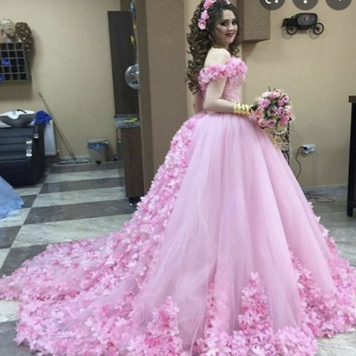 Pink birthday dresses prom dress princess gown