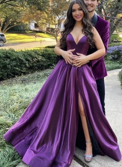 Spaghetti Straps Prom Dresses Purple