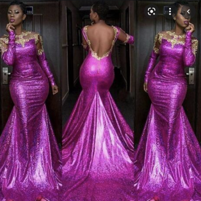 Fuchsia prom dresses with gold lace - Thumbnail 2