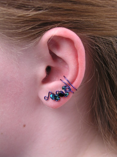 Purple Ear Cuff Half Length Niobium