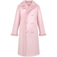 French Classic Sweet Spring Autumn Fall Winter Luxury Neck Strap Woolen Pink Blue Coat - Thumbnail 4