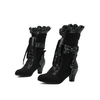 JK Lace Up Heeled Booties - Thumbnail 5