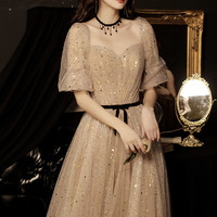 Cute tulle long prom dress A line evening gown - Thumbnail 5