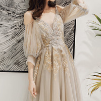 Elegant tulle lace long prom dress evening dress - Thumbnail 2