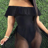 Solid Color Women'S Wrapped Breast Sexy Dress - Thumbnail 1