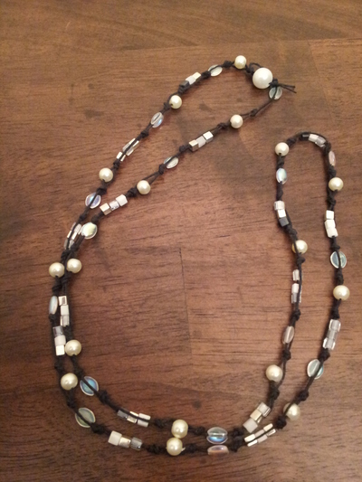 Black & White Long Beaded Necklace