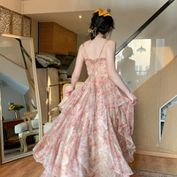 Dreamwalker Fairy In Wonderland Long Floral Pink Dress Skirt - Thumbnail 5