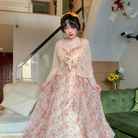 Dreamwalker Fairy In Wonderland Long Floral Pink Dress Skirt - Thumbnail 6