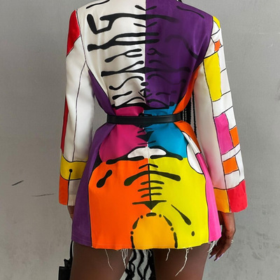 Women's fashion long sleeve print button jacket
