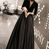 Elegant see-through black long prom dress evening gown - Thumbnail 4
