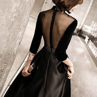 Elegant see-through black long prom dress evening gown - Thumbnail 5