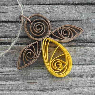 Petite angel ornament bright yellow