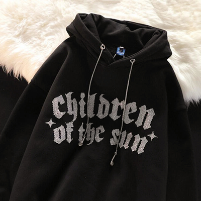 Children of the sun rhinestone hoodie sweater
