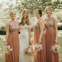 Orange Bridesmaid Dresses with Beading - Thumbnail 2