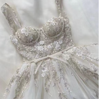 Straps wedding dresses bridal gown with lace - Thumbnail 2