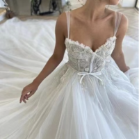 Straps Wedding Dresses Bridal Gown with Lace - Thumbnail 2