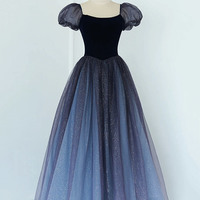 Cute tulle long prom dress A line evening gown - Thumbnail 2