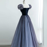 Cute tulle long prom dress A line evening gown - Thumbnail 3