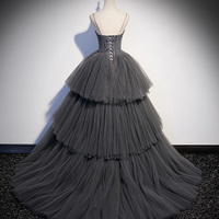 Gray tulle lace long ball gown dress formal gown - Thumbnail 2