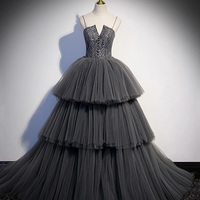 Gray tulle lace long ball gown dress formal gown - Thumbnail 3