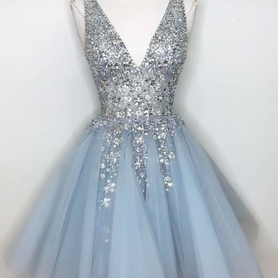 Cute beading v-neck dresses,short prom dresses,cheap homecoming dresses, graduation dress, formal women dress,homecoming dress,1245 - Thumbnail 2
