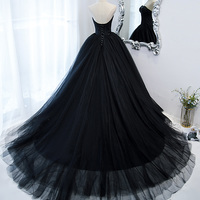 Black tulle long ball gown dress black evening gown - Thumbnail 3